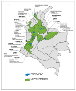 Mapa territorios y empresas El Agua Nos Une - Colombia